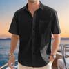 Новые мужские рубашки из хлопка и льна с короткими рукавами, однобортные рубашки, мужские рубашки для отдыха на пляже, уличные однотонные топы
