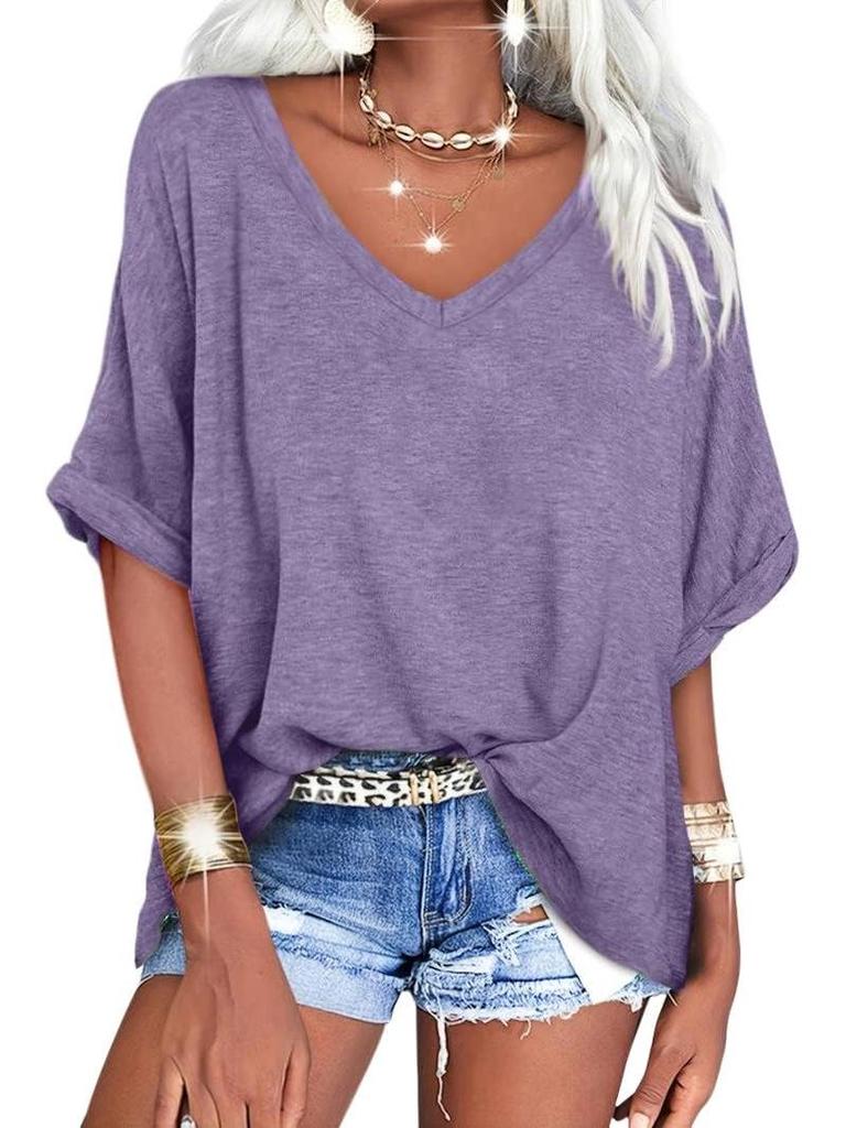 2024 Европейская и американская женская повседневная футболка большого размера с коротким рукавом свободного кроя