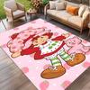 Strawberry Shortcake Print Rug, Washable Floor Carpet, For Entryway Dorm Laundry Room Office Study, Home Decor Birthday Christmas Gift