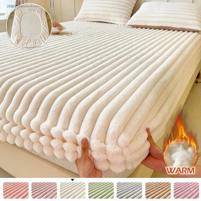 Новая зимняя меховая плюшевая простыня на резинке, хлопковые флисовые покрывала, мягкий плюшевый чехол для матраса, бархатный защитный чехол для кровати