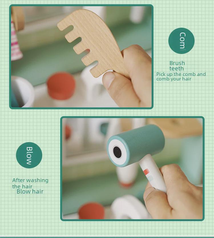 Wooden Playset: Children's Interactive Parent-Child Dressing Table Toy for Girls