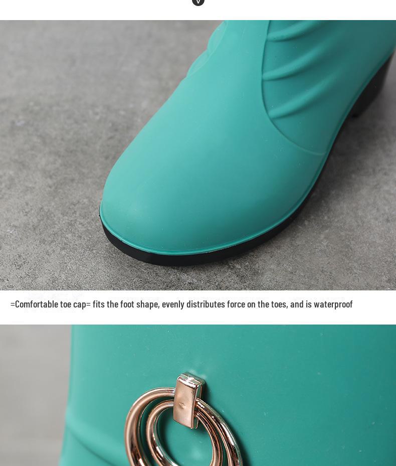 Женские нескользящие резиновые сапоги Plus Velvet Mid-Tube — стильные, теплые и модные резиновые сапоги в корейском стиле для работы и мытья автомобиля.