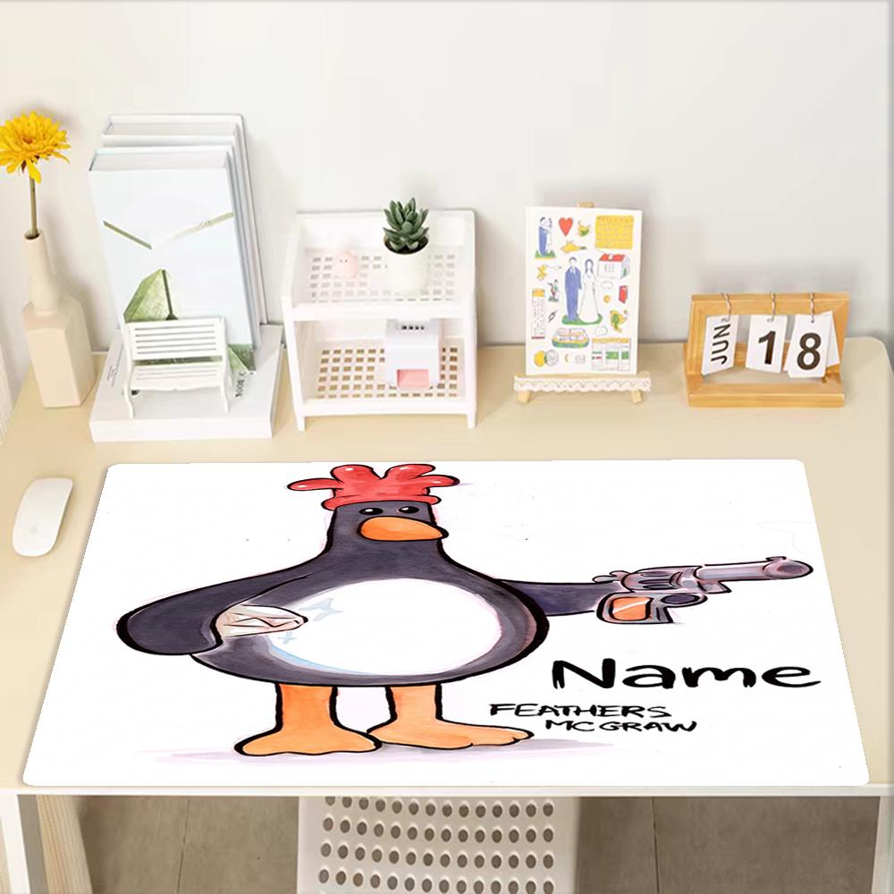 Custom Name Feathers McGraw Theme Mouse Pad, Non Slip Rubber Base, Multifunctional Office & Home Decor, Perfect for Workspace Personalization.