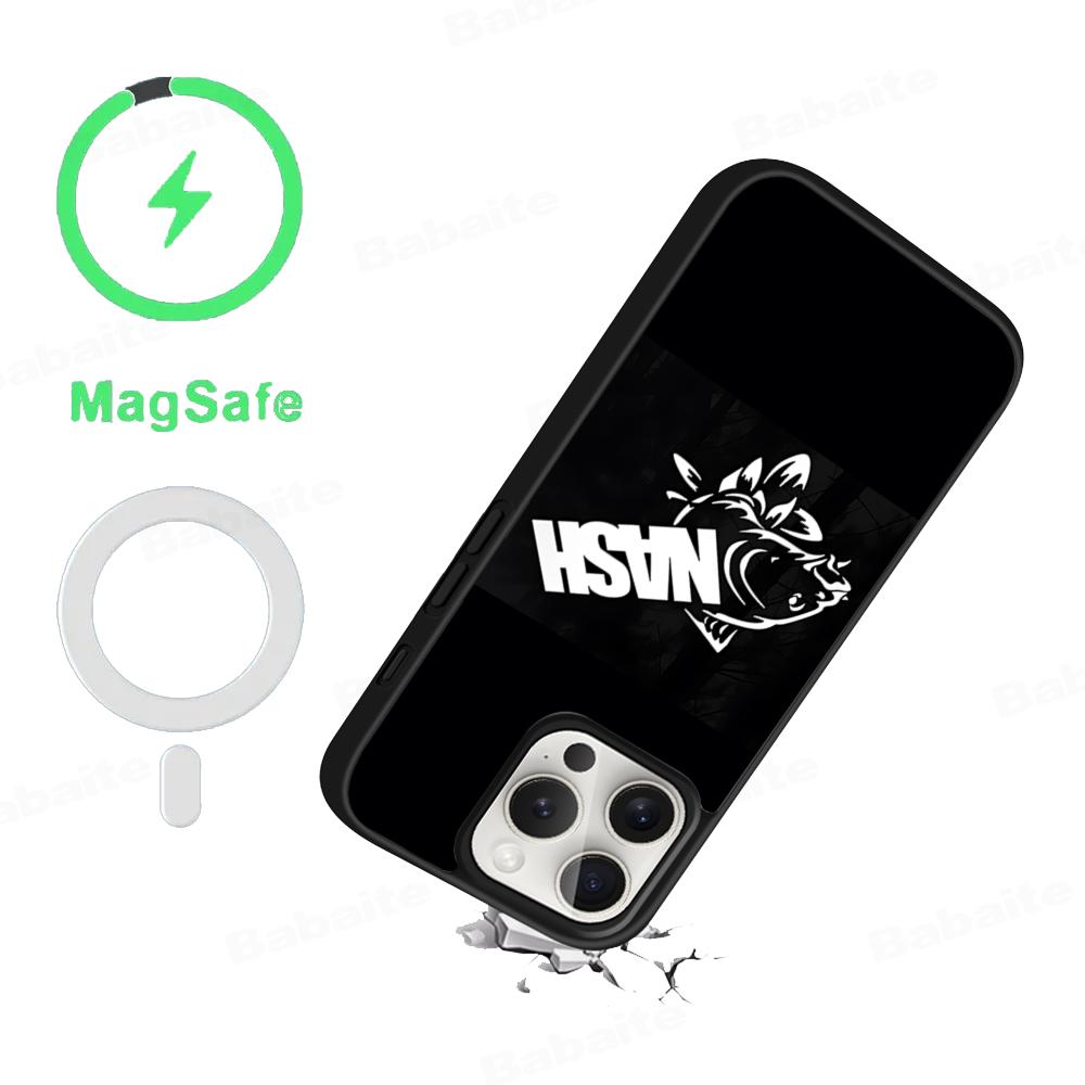 Чехол для телефона с логотипом Nash Fishing, Магнитный чехол для IPhone 16 14 13 12 11 15 Pro Max Plus, Чехол для беспроводной зарядки MagSafe