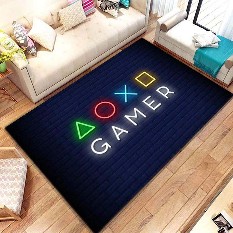 Ковер для геймера, забавные черные коврики для игрового контроллера для детей, мягкий ковер для комнаты, игровой аниме, коврик для стула геймера, большой ковер для гостиной, для мальчиков