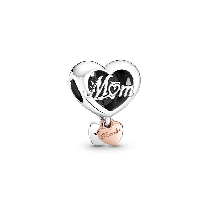 Pandora Rose Gold Thankful Mother Heart Shape Silver Charm 789372C00