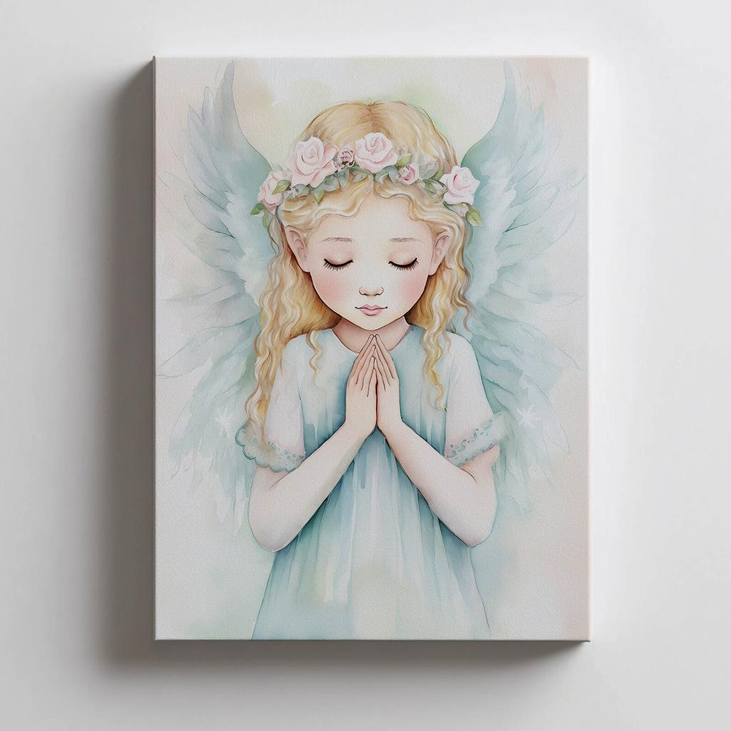 Pastel Angel of Prayer Pastel Angel of Prayer, 40X50 Cm, Gold Aluminum Frame, 230 Gsm Matte Paper