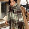 Mint Green Small Fresh Imitation Cashmere Scarf Women's Literary Plaid Versatile Winter Warm Couple Shawl