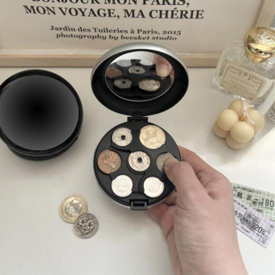 Compact Coin Holder Round Compartment Lightweight Durable Mini Japan Coin Dispenser Plastic Storage Box