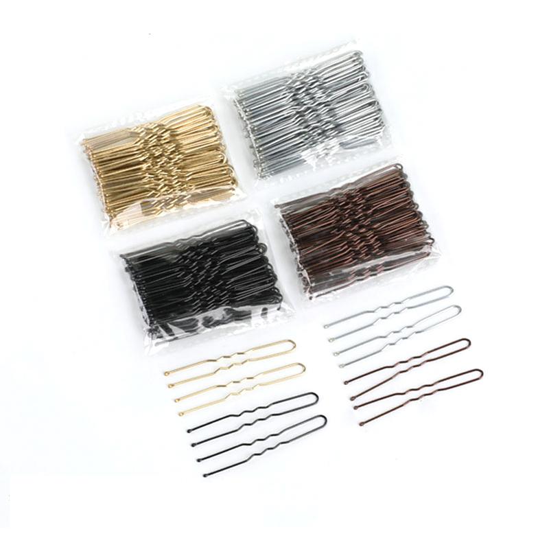 50Pcs 5/6/7Cm Women Hair Waved U-Shaped Bobby Pin Barrette Salon Grip Clip Bridal Hairpins Metal Hair Accessories Bun