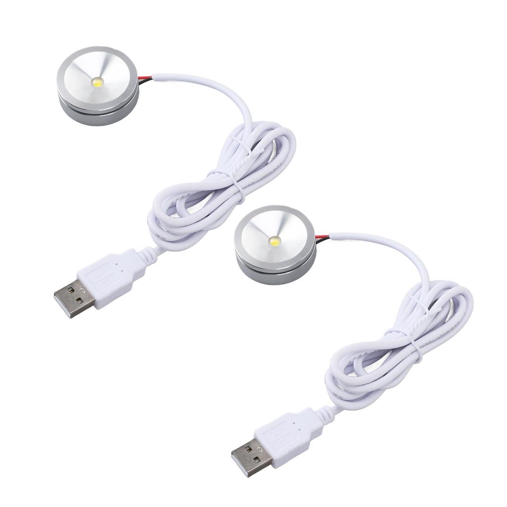 Display Spotlight Round USB Plug in Small LED Showcase Lamp with 4.2ft Cable for Jewelry Cabinet Cupboard Shelf 5V