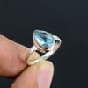 Королевский синий топаз 7x10 размер кабошон ручной работы камень тонкой полировки кольцо из стерлингового серебра 925 пробы с современным дизайном подарок на свадьбу помолвку