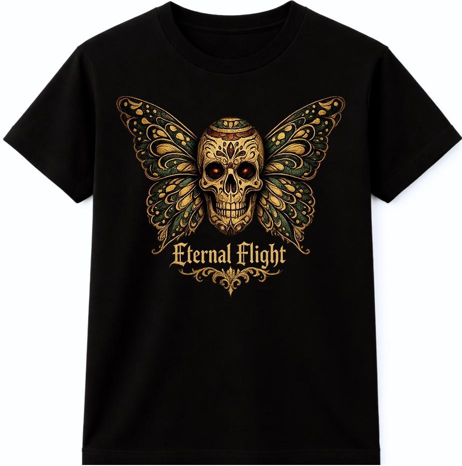 Butterfly Skull T-Shirt Eternal Flight Gothic Fantasy Winged Graphic Tee