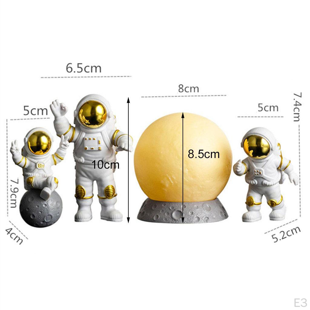 4 Pcs Cute Astronaut Statue PVC Ornament Fireplace Figurine Decoration Sculpture Home