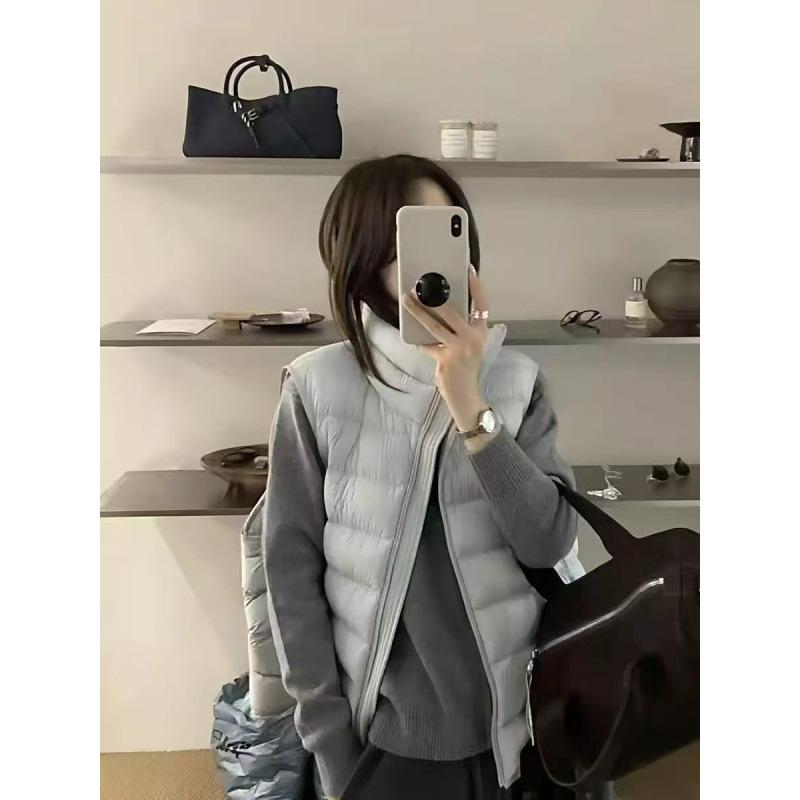 Thin ribs down cotton vest women's short autumn and winter new loose stand-up collar warm cotton-padded vest
