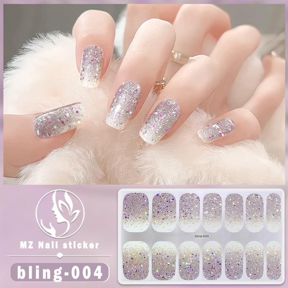 Waterproof Nail Art Sticker Glittering Gel Full Nail Wraps Fashion Gel Nail Stickers Set Nail