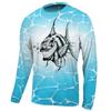 2024 Мужская рубашка для рыбалки с длинным рукавом и принтом «Пираньи», морская волна, уличная беговая тренировочная дышащая футболка с круглым вырезом, одежда для рыбалки