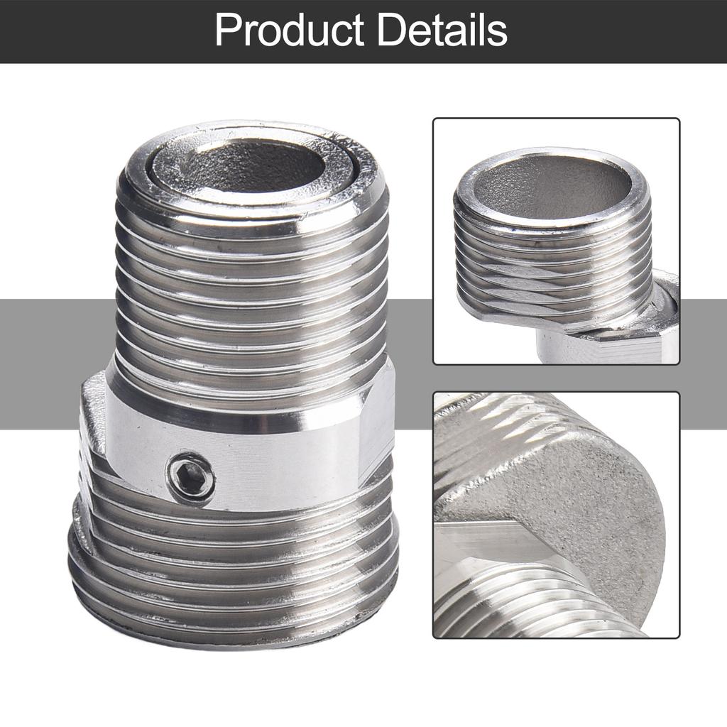 Stainless Steel Angled Curved Foot Wall Mounted Eccentric Screw Corner 360° Rotatable Shower Faucet Adapter