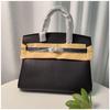 2024 First Layer Cowhide Platinum Bridal Handbag - Genuine Leather Togo Lock Shoulder Bag