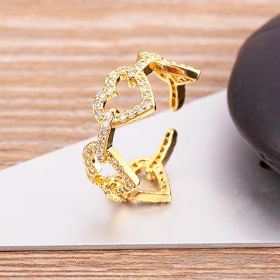 Nidin Temperament Romantic Heart Open Adjustable Rings for Women Girls Engagement Zircon Party Wedding Gift Jewelry Wholesale