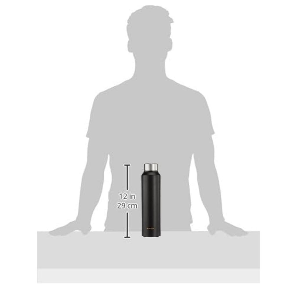 Stainless Steel Water Bottle | BIS-Approved | 900ml (Matte Black)