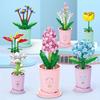 Bouquet Educational DIY Production Assembly Toys Succulent Plant Building Blocks Potted for Girls Easter Christmas Gift