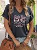 Женская футболка с V-образным вырезом и принтом "Girls Trip 2026", Футболка с принтом "Дешевле, чем терапия", Повседневная свободная футболка с коротким рукавом, Модный топ для отпуска