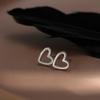 Heart-shaped Stud Earrings Women's Simple Sweet Temperament Hollow Love Earrings Personality Japanese and Korean Style Niche Design Jewelry