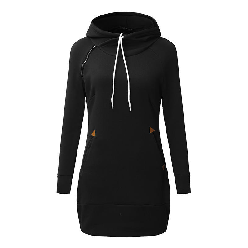 Женская мода Осеннее платье Женская повседневная толстовка с длинным рукавом Спортивный пуловер Толстовка