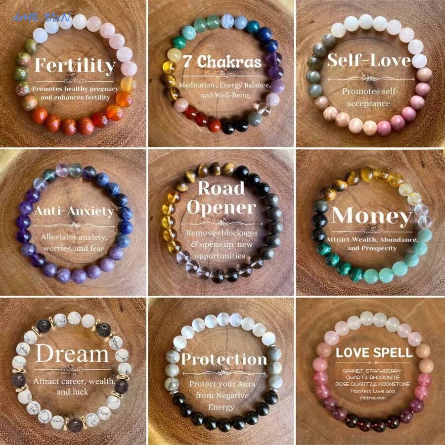 MHS.SUN Natural Stone Beads Bracelet For Women Men Amethysts Tiger Eye Empath Protection Bracelet Wealth Healing Energy Jewelry