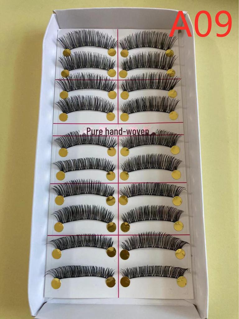 217 накладных ресниц ручной работы - 10 пар, натуральный стиль, перекрестный хлопковый стержень для сценического макияжа