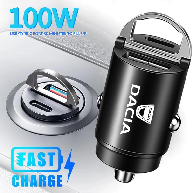 100W QC3.0 PD Mini Car Charger Fast Charging Car USB Type C Charger For Dacia Duster Spring Sandero Stepway Dokker Lodgy Jogger