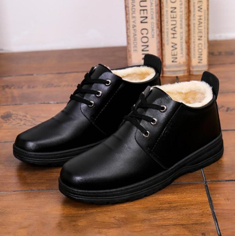 Men's Winter Cotton Shoes Plus Warm Cotton Leather Shoes Waterproof Men's Cotton Shoes High Top Snow Boots