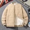 Men's Retro Diamond-Quilted Fleece-Lined Cotton Baseball Jacket