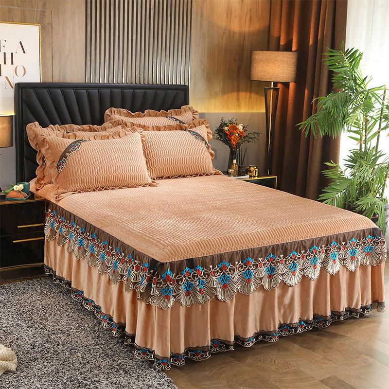 3 шт./компл. хрустальная бархатная мягкая юбка-кровать, кружевные осенние и зимние простыни в европейском стиле, защитный чехол Simmons