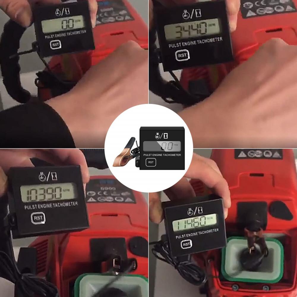LCD Digital Tachometer Inductive Engine Tachometer Waterproof Tach Hour Meter for Chainsaw Marine ATV Motorcycle UTV Engine