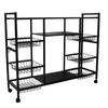 Standing Storage Shelf Carbon Steel Multipurpose Multiple Tiers Kitchen Storage Rack with Wheels Baskets for Pots Bowls