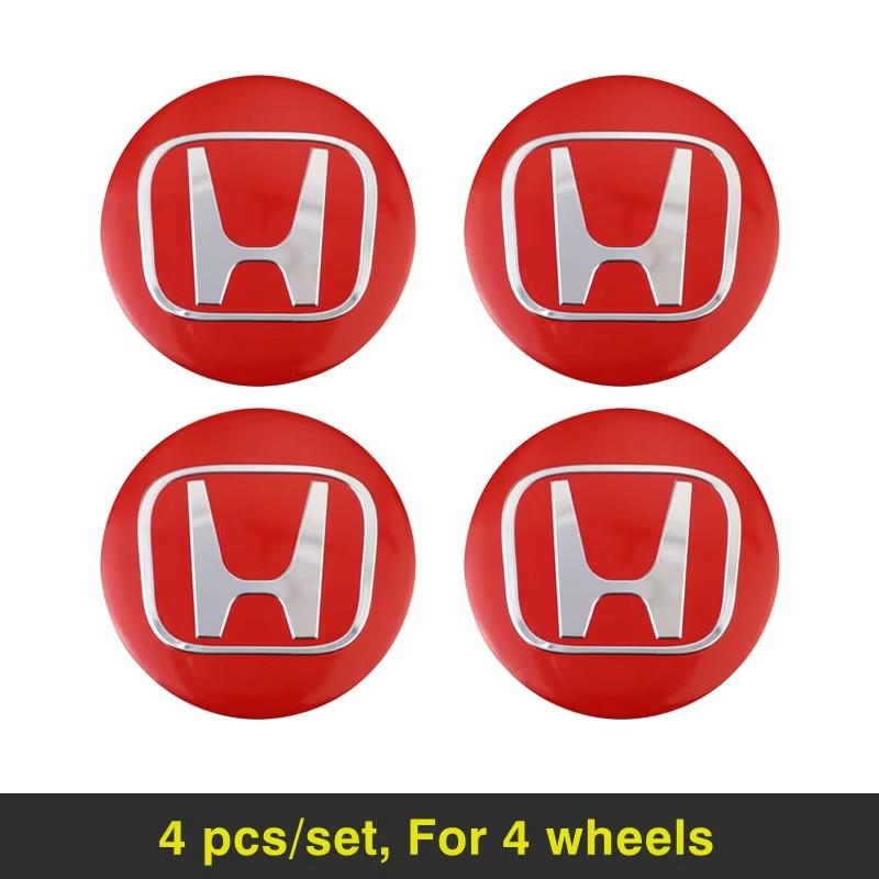 CKBSX1 4Pcs Aluminum Car Wheel Hub Cap Stickers Emblem Accessories For Honda Pilot Odyssey Civic HR-V Prologue ZR-V Passport Fit Freed
