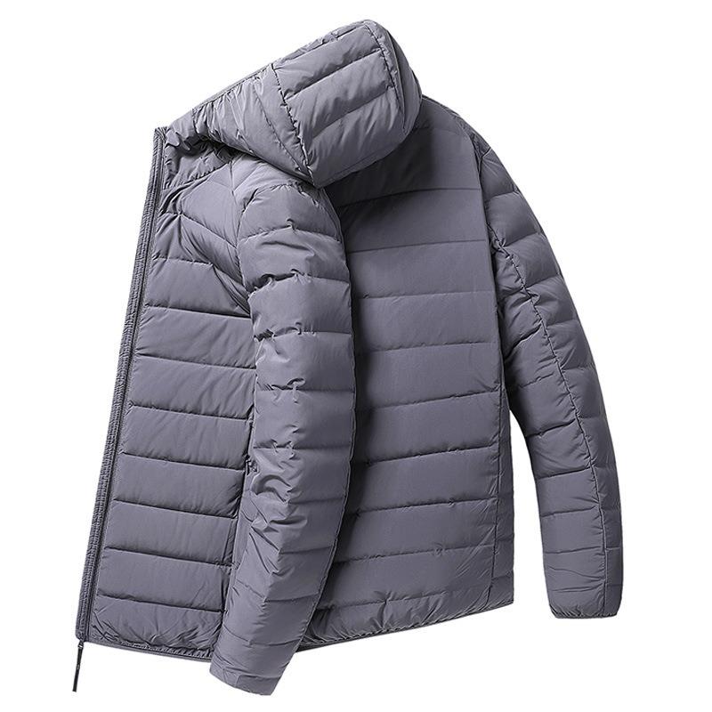 New Autumn and Winter Warm Seamless Light Down Jacket Men's Thin Short Light Hooded Handsome Jacket Tide