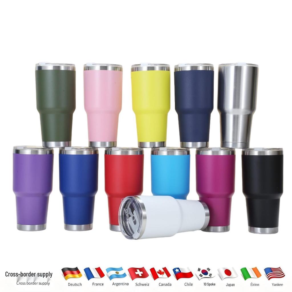 30oz Powder Coated Stainless Steel Insulated Car Cup - Double Layer, Large Capacity, Ice Buster for Outdoor Cold Storage