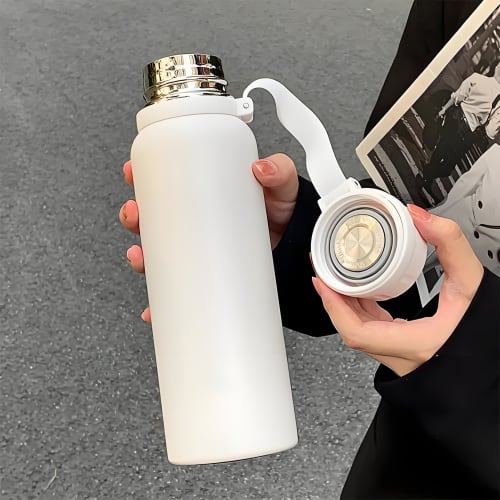 Rust-Resistant, High-Quality Stainless Steel: MYEEDA 1-Liter Stainless Steel Thermos Water Bottle, 1000ml, Easy to Clean, Stylish, Lightweight, Large