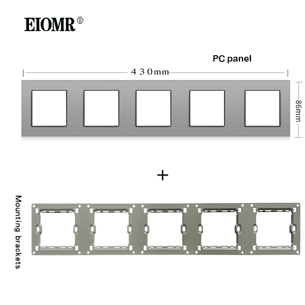 EIOMR A6 Series Grey Flame Retardant PC Panel Wall Switch EU Socket HDMI-compatible USB Type-C 2.1A Charger TV RJ45 Module DIY