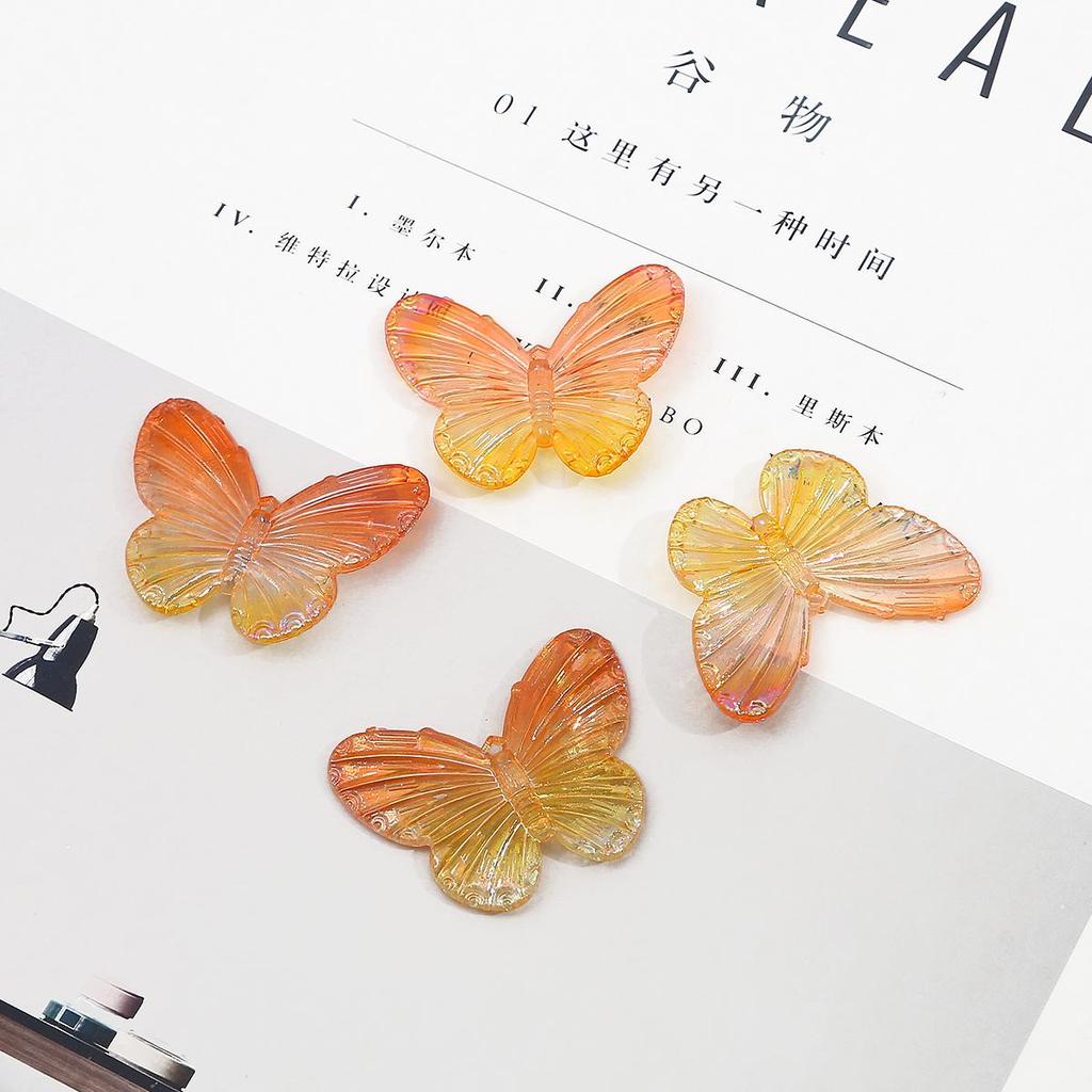 200Pcs Acrylic Butterfly Gradual Color Beads for DIY Jewelry Making Findings