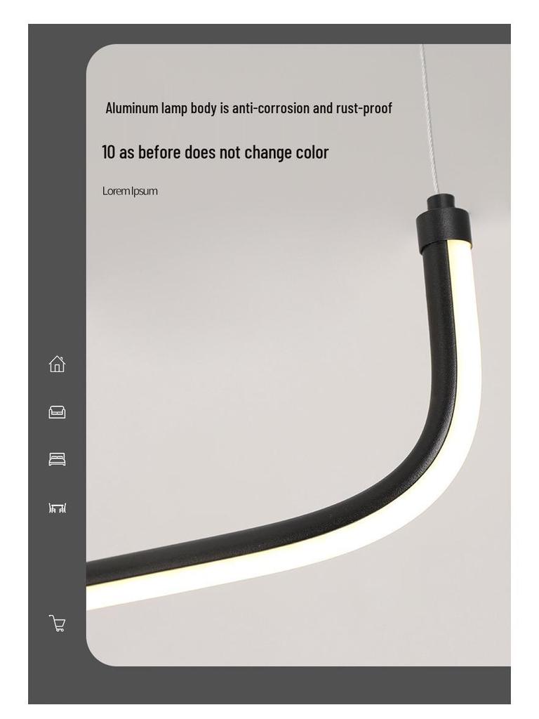 Минималистичная итальянская черная светодиодная люстра: Изящная длинная полоса для ресторана, бара, офиса