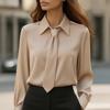 Autumn Long Sleeve Blouses and Shirts for Women Solid Color Casual Business Office Lady Tie Shirts Tops