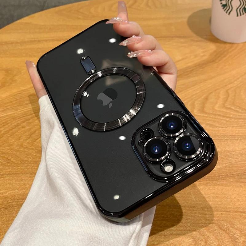 Роскошный беспроводной чехол Magsafe для iPhone 15 14 13 12 11 16 Pro Max Plus прозрачный магнитный бампер