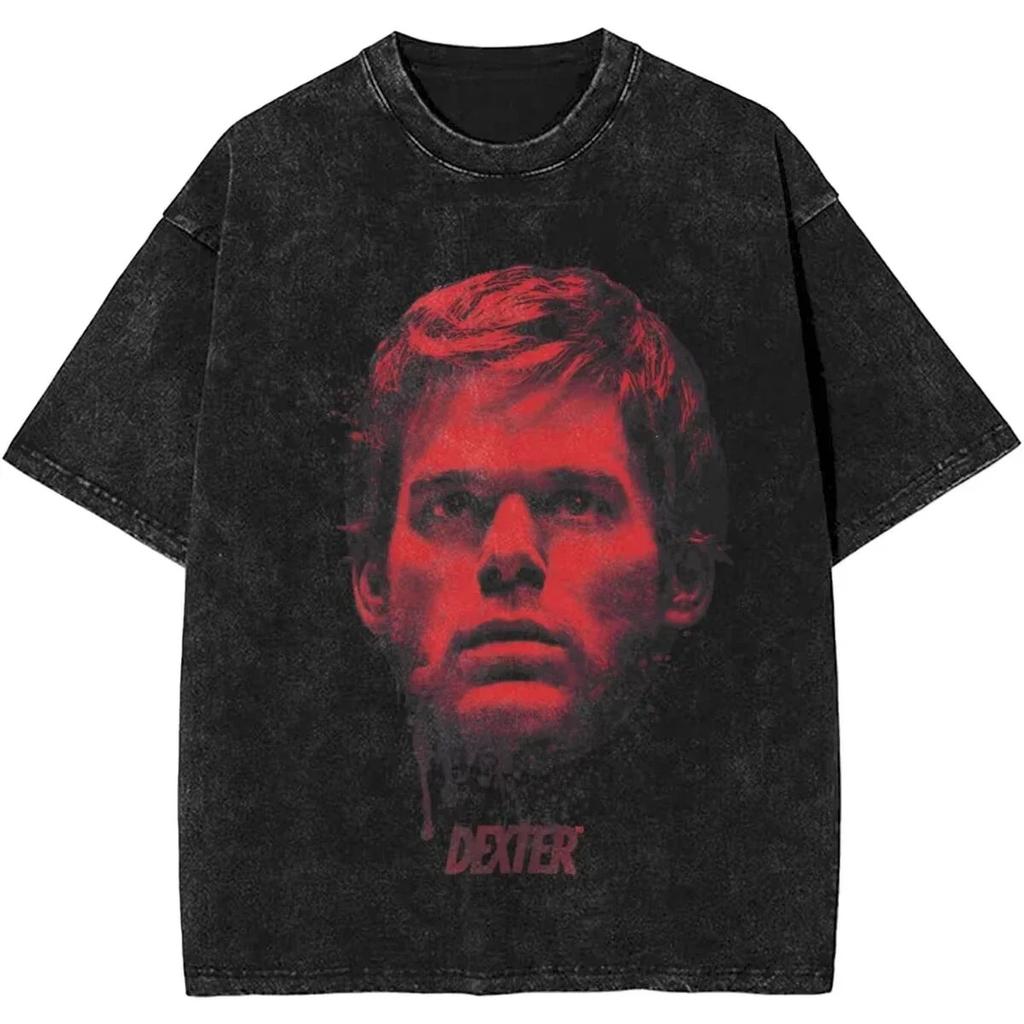 Новая футболка Dexter Morgan Edition, средний палец, ретро, модная, винтажная, стираная, летние топы Y2K, хлопок, мужские, женские, футболки с коротким рукавом