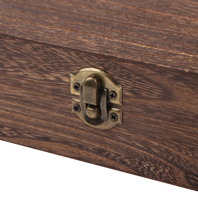 Retro Jewelry Box Desktop Natural Wood Clamshell Storage Decoration Wooden