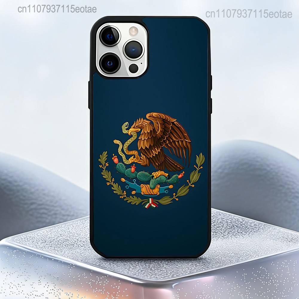 Mexico National Emblem Flag Case For iPhone 17,16,15,14,13,12,11,Pro,Max,Plus,Mini,SE4,E Magnetic Magsafe Wireless Charging