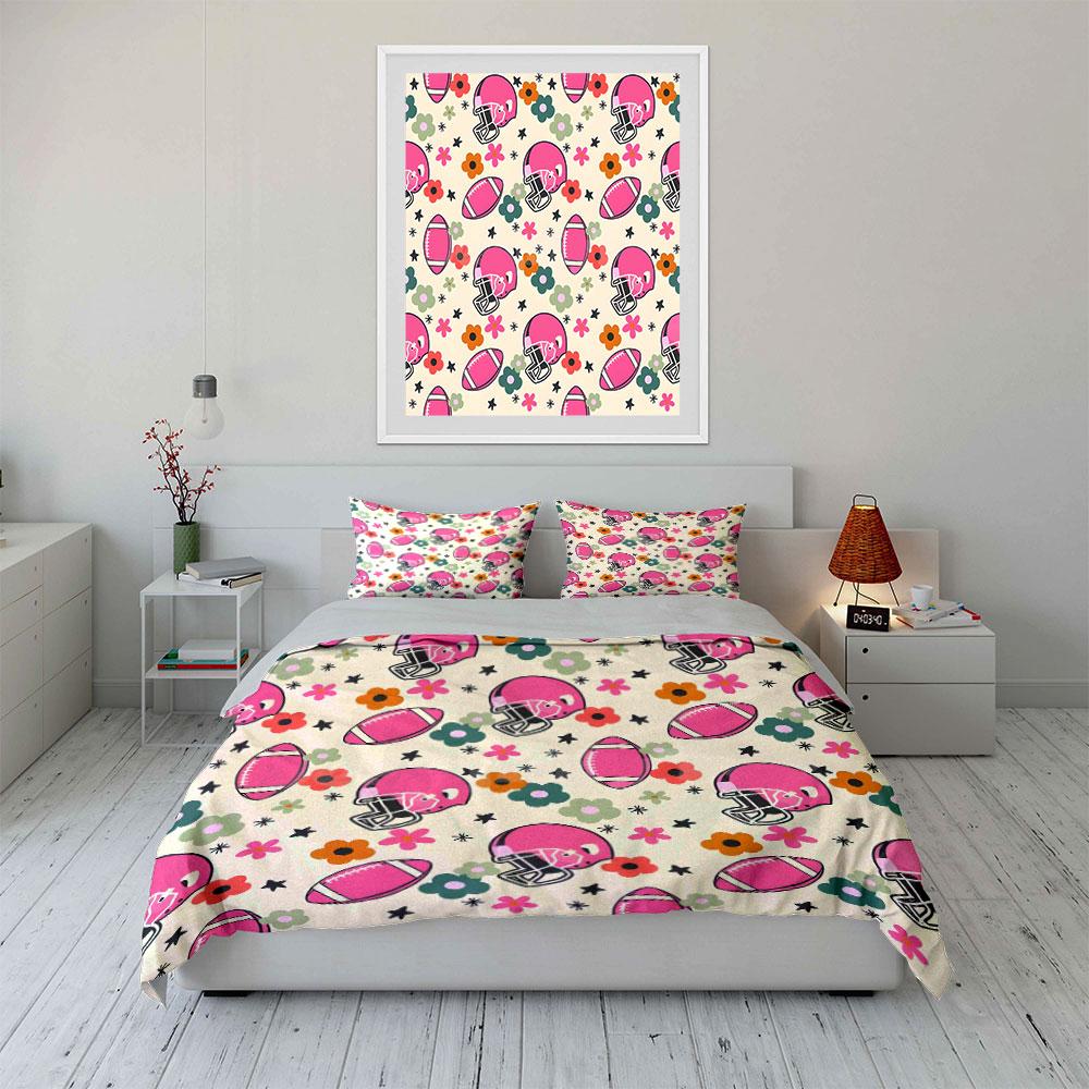 "Football Themed Decor Set" Soft Skin-Friendly Bedding Set Includes 1 Duvet Cover And 2 Pillowcase, Gift
